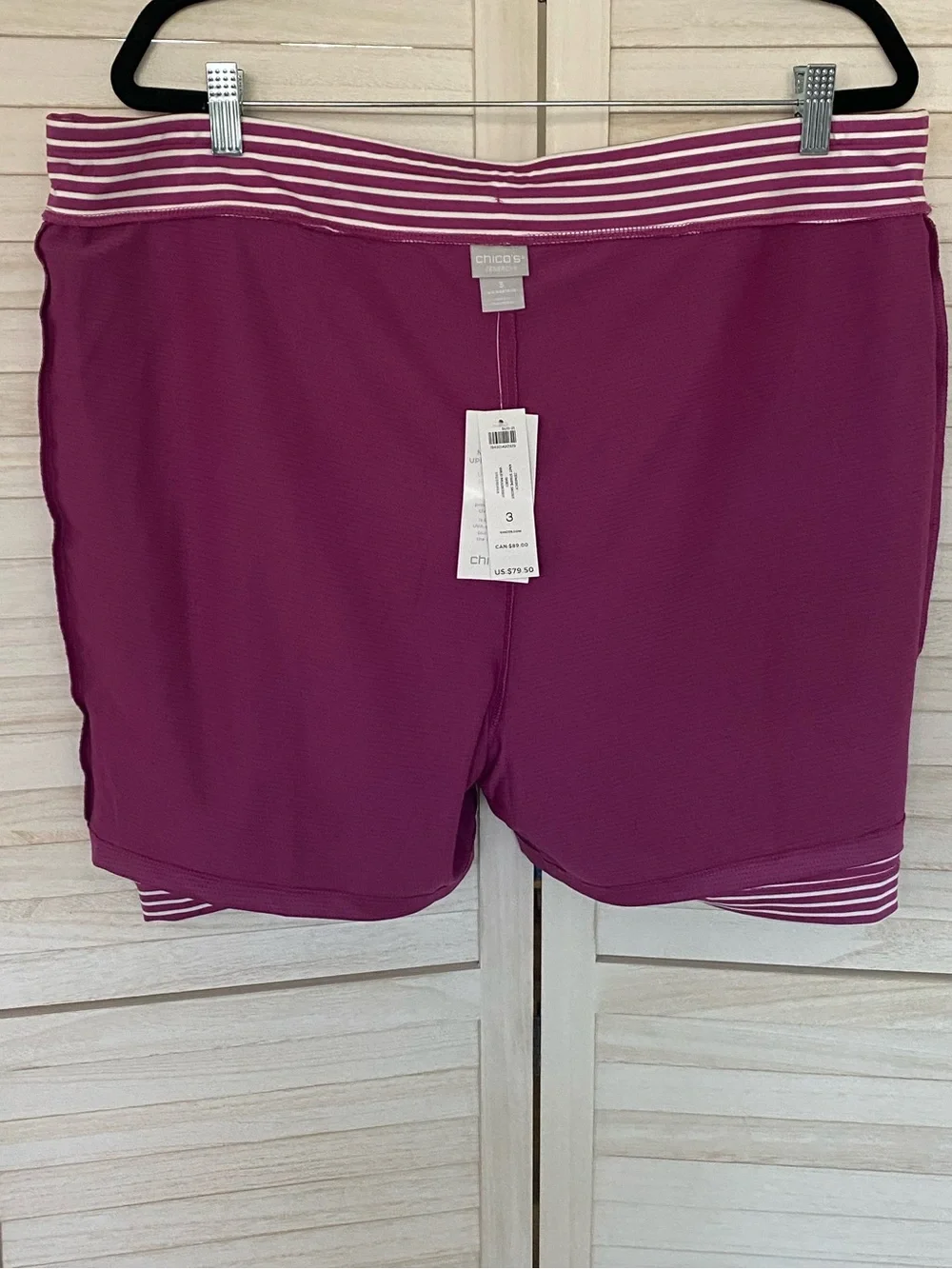 Chico’s Wild Mulberry Striped  Knit UPF 50 Skirt Skort SZ XL NWT Activewear